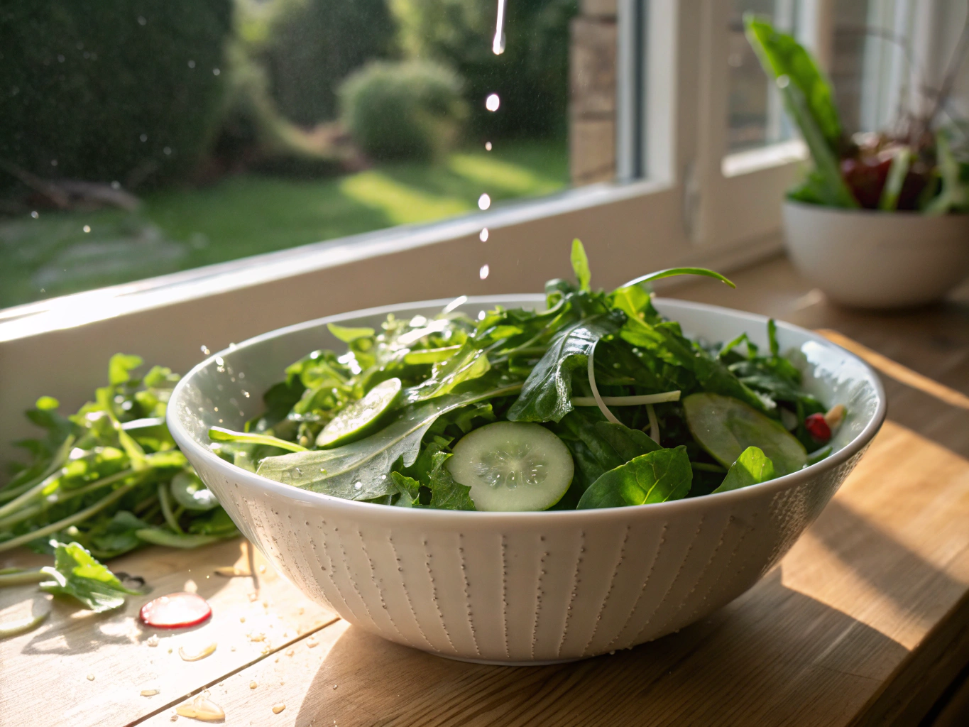 Frischer bunter Salat mit Kräutern und feinem Dressing